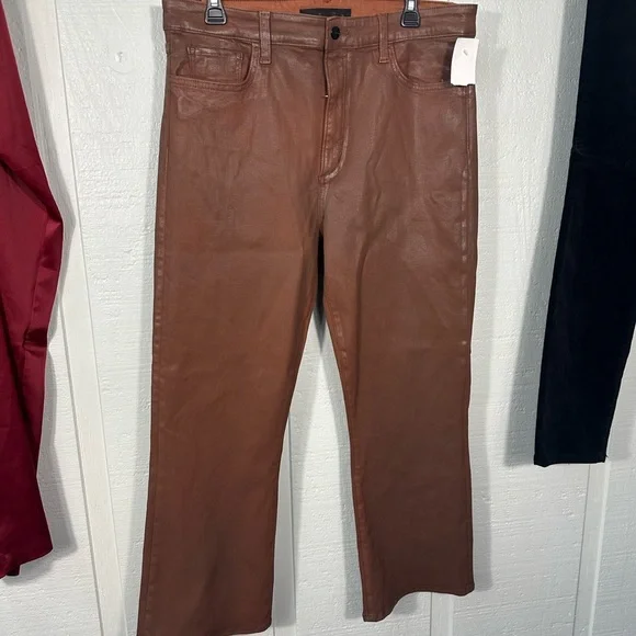 Joes Jeans THE CALLIE Bootcut Coated Leather  Brown Size 34 NWOT - Picture 4 of 12